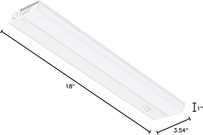 GETINLIGHT 18-inch Hardwired Only LED Under Cabinet Lighting, Soft White(3000K), Dimmable, Matte White Finished, ETL Listed, IN-0201-12-WH