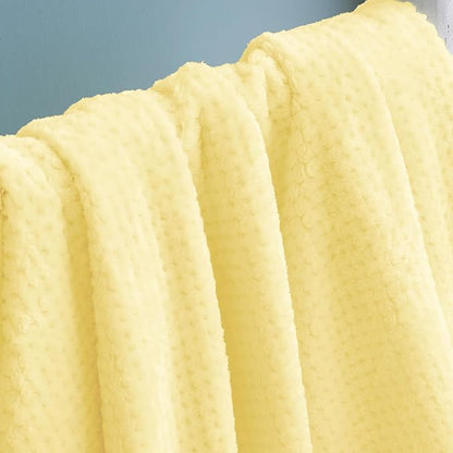 Exclusivo Mezcla Fleece Throw Blanket, Super Soft and Warm Blankets for Couch, Sofa and Bed Waffle Textured, Cozy, Fuzzy and Lightweight (Light Yellow, 40x50 Inches)