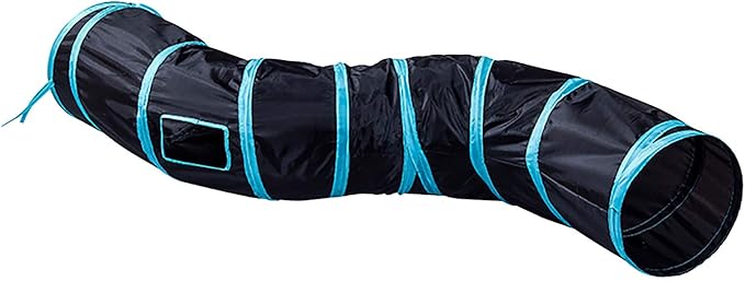 iCAGY Cat Tunnel for Indoor Cats Interactive, Rabbit Tunnel Toys, Pet Toys Play Tunnels for Cats Kittens Rabbits Puppies Crinkle Pop Up Black 47" Shape S-Mewly Pet