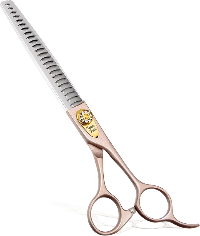 Fenice Peak Thinning Shears for Dogs and Cats Pet Grooming Scissors Chunkers Shears 440C Stainless Steel Professional Dog Trimming Scissors 7.5''-Mewly Pet