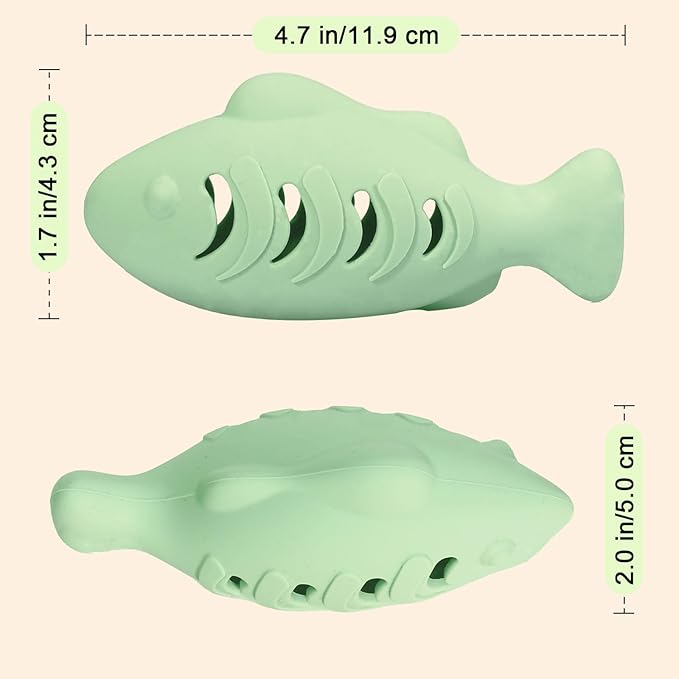 Cat Toys for Indoor Cats, Fish Shaped Chew Catnip Toys for Teeth Cleaning, Food Grade Silicone Cat Enrichment Toy, Interactive Kitten Teething Toys with 1 Cat Nip Ball, 2 Pcs-Mewly Pet