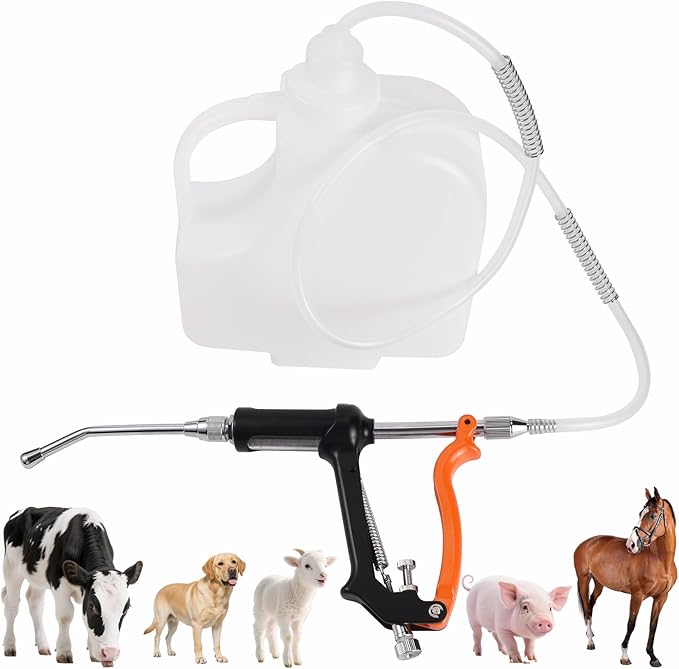 30ML Veterinary Metal Feeding Gun, Continuous Drench Gun Dosing Device Veterinary Adjustable Medicine Dispenser Husbandry Autonomous Feeding Tool, Pig Cattle, Sheep, Horse for Drench Gun-Mewly Pet
