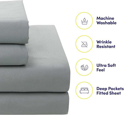 Sweet Home Collection 7 Piece Comforter Set Bag Solid Color All Season Soft Down Alternative Blanket & Luxurious Microfiber Bed Sheets, Florence, Queen