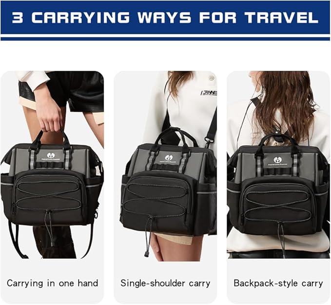 Dog Travel Bag, Airline Approved Pet Supplies Backpack, Dog Travel Backpack Accessories Set with 2 Silicone Collapsible Bowls and 1 Leash Clip for Camping, Road Trips & Weekends Away（Black）-Mewly Pet