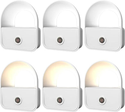 Night Light Plug into Wall, Nightlights with Smart Dusk toDawn Sensor, LED Night Light Suitable for Bedroom, Bathroom, Hallway, Kitchen, Stairs, Kids, 3pcs Warm White & 3pcs White Light