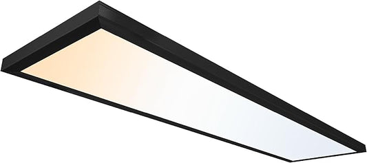 Ultralux 1x4 ft Surface Mount Ceiling Light Panel – Slim, Edge Lit, Flush Mount Flat Panel for Kitchen, Home & Office - TRIAC Dimmable, 3CCT Adjustable Color Temperature (Matte Black, 1 Pack)
