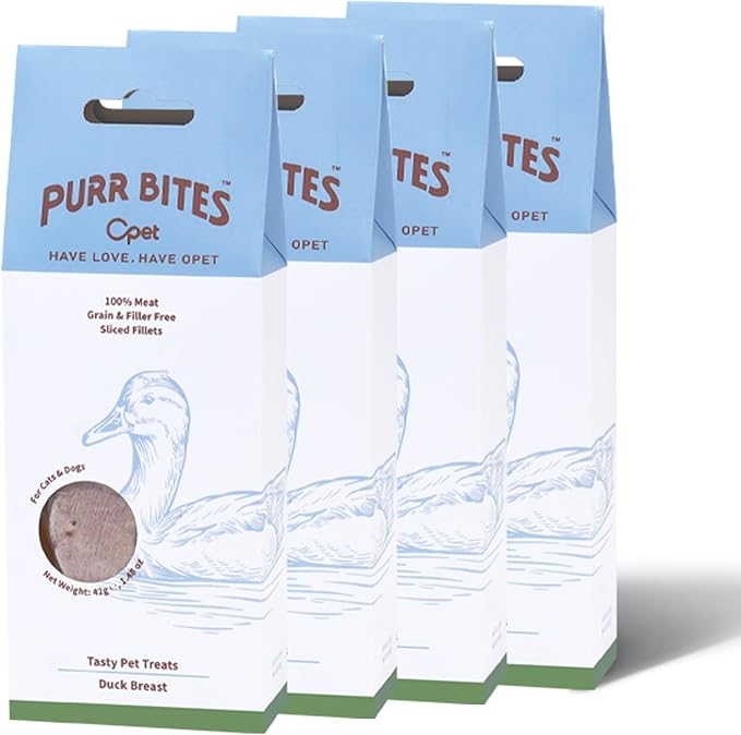 OPET Freeze Dried Duck Cat Treats, Single Ingredient Grain Free High Protein Pet Food for Cats and Dogs, Healthy Training Snacks，Freeze Dried Duck Breast Sliced Fillets (Duck Breast, 5.92 Ounce)-Mewly Pet