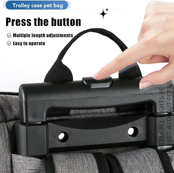 Pet Trolley Bag Cat Dog Travel Bag Portable & Breathable Pet Carrier Backpack - Lightweight Dual-Shoulder Design for Easy Travel with Your Beloved Companion Scalable Pull Rod pet Bag (Grey)-Mewly Pet