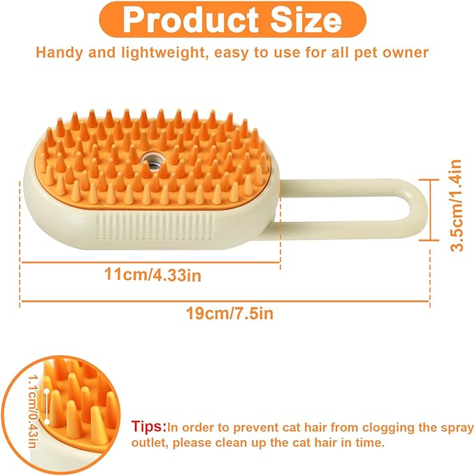 Nepfaivy Pet Steam Brush for Cat - Cat Steam Brushes for Indoor Cats Shedding, Rechargeable Steaming Brush for Dogs, Dog Mist Water Steamer, Pet Spray Hair Removal Comb for Massage Grooming-Mewly Pet