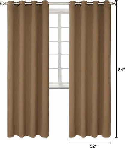 BGment Blackout Curtains for Living Room - Grommet Thermal Insulated Room Darkening Curtains for Bedroom, 2 Panels of 52 x 84 Inch, Taupe