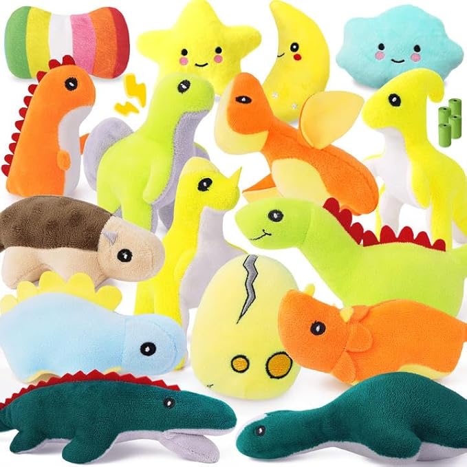 20-Pack Adorable Dinosaur Puppy Toys – Distinct Dino-Themed Squeaky Dog Toys for Small Dogs to Keep Them Busy, Interactive Chew Toys for Mental Stimulation & Gentle Teeth Cleaning-Mewly Pet