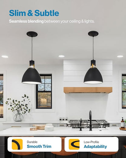 Sunco 12 Pack Goof Rings for 6 Inch Recessed Lights, Flush Mount Black Can Light Trim Ring Cover, Outer Diameter 8.6 Inch, Inner Diameter 6.2 Inch, Paintable Surface, Matte Finish