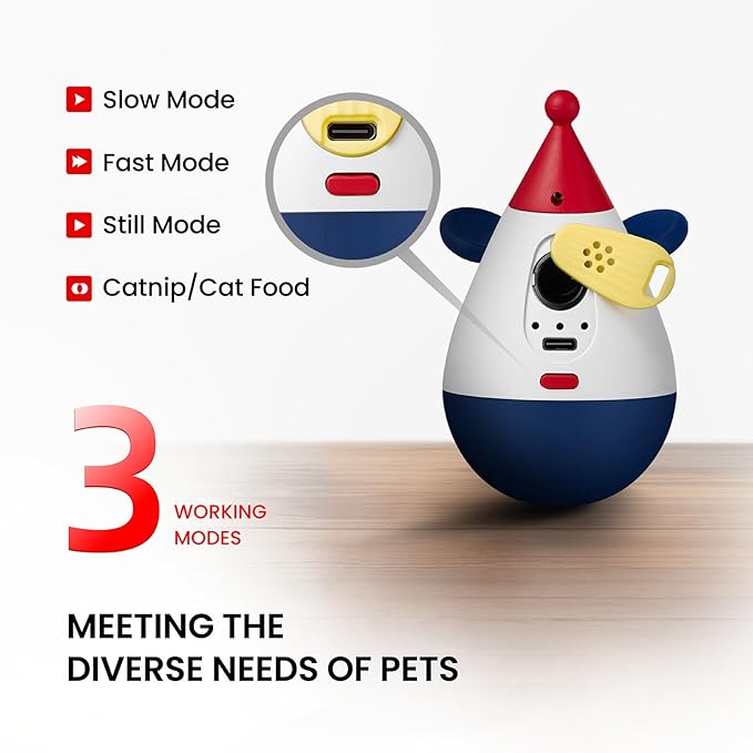 Laser Cat Toys for Indoor Cats, Automatic Interactive Cat Toy, Rechargeable 360° Auto-Spin Self-Balancing Laser Pointer with Catnip Hole & Feather, 3-Speed Random Trajectories for Bored Cats-Mewly Pet