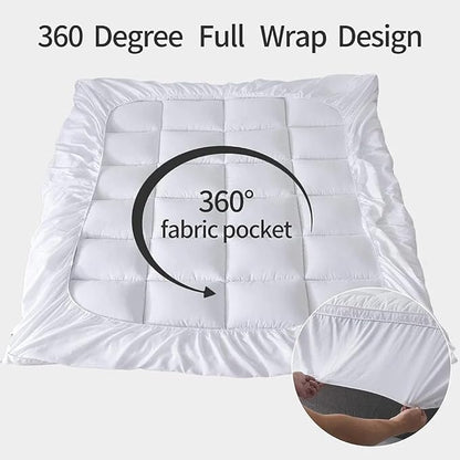 Sleep Mantra 100% Cotton Mattress Topper Twin XL Size - Premium Wrap-Around Cooling Topper Fits up to 20-Inch Mattress - Extra Soft, Deep Pocket, Breathable & Plush Quilted Down Fill (White)
