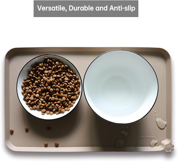 Hoki Found - Waterproof Pet Feeding Mats with High Lips, Multiple Size and Colors -T-Mewly Pet