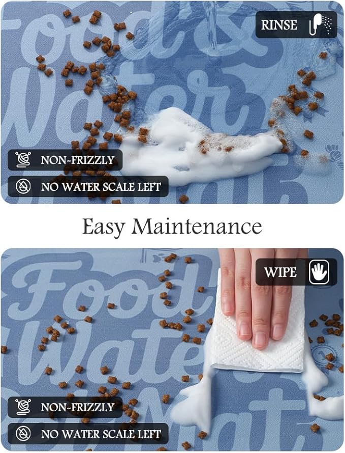 Pet Feeding Mat-Absorbent Dog Mat for Food and Water Bowl-No Stains Quick Dry Water Dispenser Mat-Dog Accessories Pet Supplies-Bowl for Messy Drinkers（Words,12"x19"-Mewly Pet