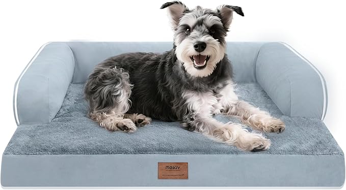 Small Dog Bed Waterproof Orthopedic Dog Beds for Medium Sized Dogs Comfy Pet Cat Bed with Sides, Washable Removable Cover-Mewly Pet