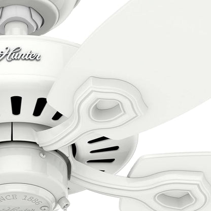 Hunter 52 inch Indoor Ceiling Fan No Light with Pull Chain - White Ceiling Fan without Light, Standard Mount, 5 Blades, For Bedroom, Living Room, or Kitchen - Builder Elite 53240, Snow White