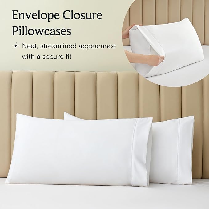 LuxClub 4 PC California King Size Sheet Set Bed Sheets Deep Pockets Wrinkle Free Cooling Sheets Machine Washable Hotel Bedding Silky Soft - White California King