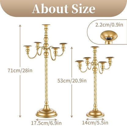 Sziqiqi 28In Floor Candelabra Tall Taper Candlestick for Candle and Floral Metal Candle Holders Table Centerpiece for Wedding Party Event Room