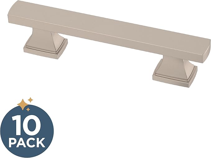 FRANKLIN BRASS Tiered Foot (10-Pack) Cabinet Handles 3" Hole Center Pulls | Satin Nickel Hardware Kitchen Door, Drawers, Dressers, Furniture P49572C-SN-B