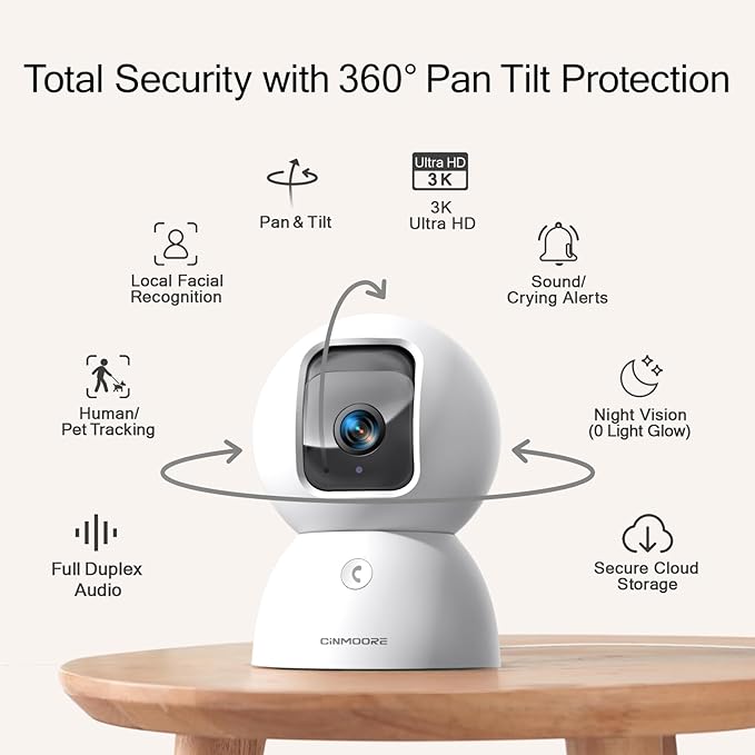 5G Security Camera Indoor, 3K Pet/Dog Camera with Speaker/Phone App, PTZ WiFi Baby Monitor Cameras for Home Security, 0-Glow Night Vision 2-Way Talk, AI Tracking Facial Recognition Time Lapse-Mewly Pet