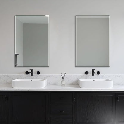 Ruomeng 2-Pack Bathroom Vanity Mirrors for Wall 24" x 36", Frameless Rectangle Mirror with Beveled Edge for Over Sink, Wall Mounted Mirror