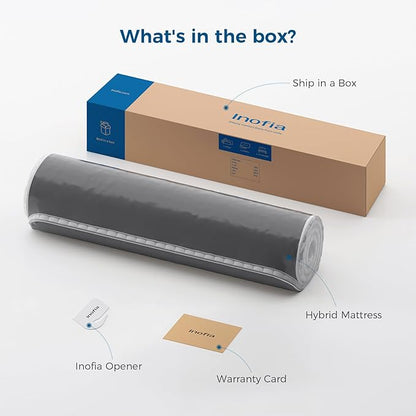 Inofia Twin XL Size Mattress, 14 inch Hybrid Twin XL Mattress in A Box,Ultra Comfort Memory Foam Layer, Medium Feels, Cooling Breathable Cover,Low Motion Transfer Supports for Any Sleep Position