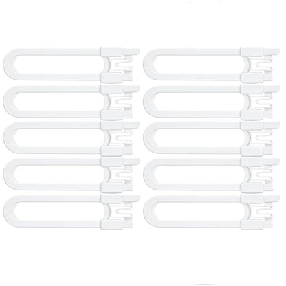 Vmaisi 10 Pack Baby Sliding Cabinet Locks - Adjustable U Shaped Child Safety Locks,Childproof Latches for Kitchen Bathroom Storage Cupboards Doors, Handles and Knobs White (10)