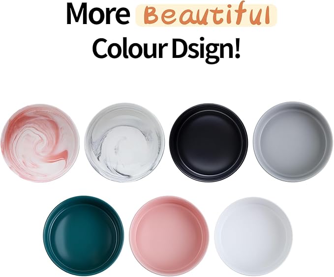 Dog Bowl Ceramic for Medium Large Breed, Heavy Weighted Dog Food Water Feeder Dish,8 in Non - Slip Modern Cute Extra Big Porcelain Pet Bowl Maze Marble Pink-Mewly Pet