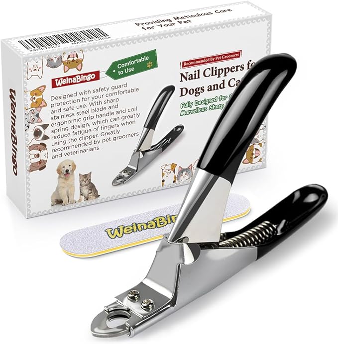 Dog Cat Pets Nail Clippers, Professional Pets Claw Trimmer with Free Nail File, Sharp Stainless Steel Blade, Sturdy Non Slip Handles - for Safe, Professional at Home Grooming-Mewly Pet