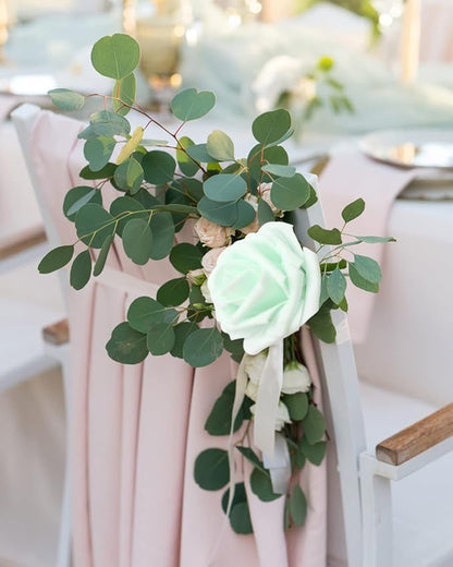 Artificial Flowers Realistic Roses, 25pcs Real Looking Fake Roses with Stem for DIY Wedding Bouquets Centerpieces Bridal Shower Party Home Romantic Decorations (Regular 3" - 25pcs, Light Green)