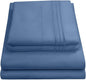 RV Queen Bed Sheets - Breathable Luxury Sheets with Full Elastic & Secure Corner Straps Built In - 1800 Supreme Collection Extra Soft Deep Pocket Bedding Set, Sheet Set, RV Short Queen, Denim