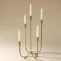 Perfnique 5-Candle Iron Candelabra, 17 Inch Antique Brass Gold Candle Holder, Hand-Forged Cast Gold Candle Holder for Wedding, Event, Christmas & Dining, Table Centerpiece Décor