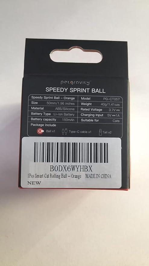 Interactive Cat Toys for Indoor Cats, Rechargeable Moving Cat Ball with Feather Tail, 2 Speeds Automatic Kitten Toys for Bored Indoor Cats,Motion Activated Rolling Ball Toys (Orange)-Mewly Pet