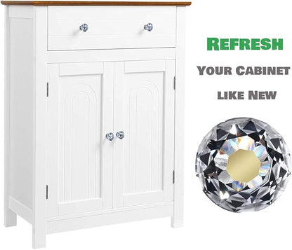 12 Packs Crystal Cabinet Knobs Drawer Pulls and Knobs Diamond Dresser Handles Crystal Pulls for Drawers - 30 mm Clear Glass Cabinet Knob with Bronze Base