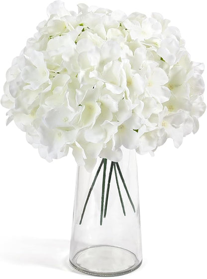 Auihiay 64 PCS Artificial Hydrangea Flowers, Silk Hydrangea Full Flowers Heads with Stems for Wedding Centerpieces, Home, Garden, Baby Shower, Party Decoration (Ivory)