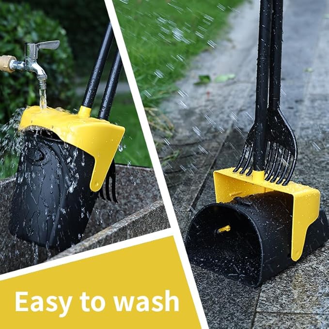 Pooper Scooper Large Swivel Bin & Rake with 160 Waste Bags,Heavy Duty Dog Pooper Scooper with Bag Attachment for Large Small Dogs, Long Handle Poop Scooper with Lid for Yard, Grass, Gravel (Yellow)-Mewly Pet