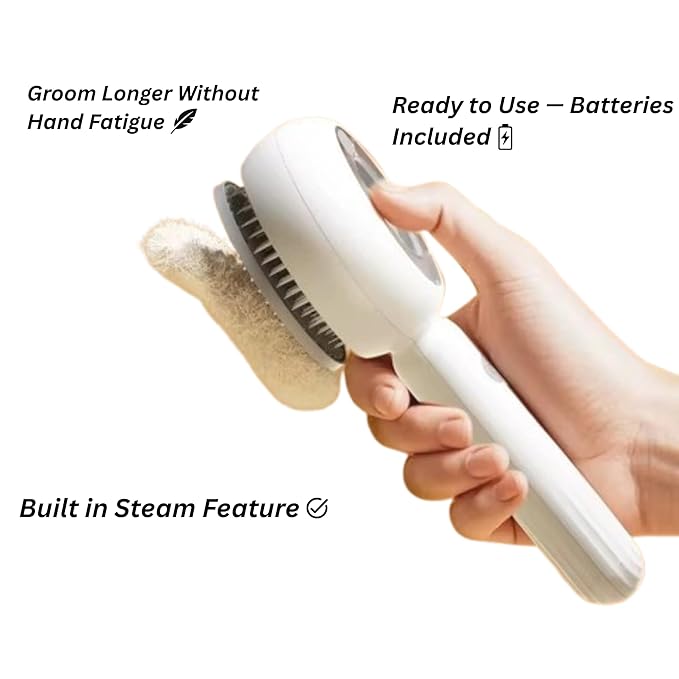 Steam Pet Grooming Brush for Dogs & Cats – Self-Cleaning De-Shedding & Hair Removal Comb with Water Spray, Anti-Static & Massage Tool for Long & Short Hair by Vivid Creations-Mewly Pet