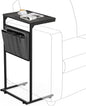 Vantic C Shaped End Table, Small Side Table for Couch and Recliner, Slide Under Sofa Tray Desk with Storage Bag for Living Room and Bedroom, Deep Grey