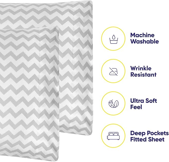 King Size Bed Sheets - 6 Piece 1500 Supreme Collection Fine Brushed Microfiber Deep Pocket King Sheet Set Bedding - 2 Extra Pillow Cases, Great Value, King, Chevron Gray