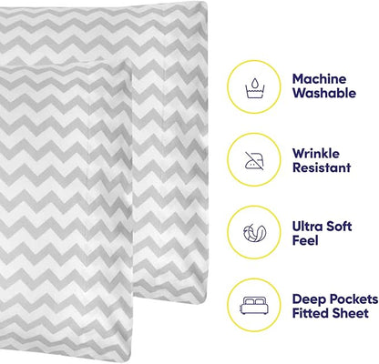 Cal King Size Bed Sheets - 6 Piece 1500 Supreme Collection Fine Brushed Microfiber Deep Pocket California King Sheet Set Bedding - 2 Extra Pillow Cases, Great Value, California King, Chevron Gray