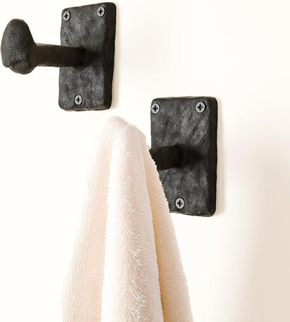 Rustic State Motris Wall Mount Cast Iron Hooks Coat Towel Bag Hat Hanger Multiuse Entryway Railroad Spike Rack Black Set of 2