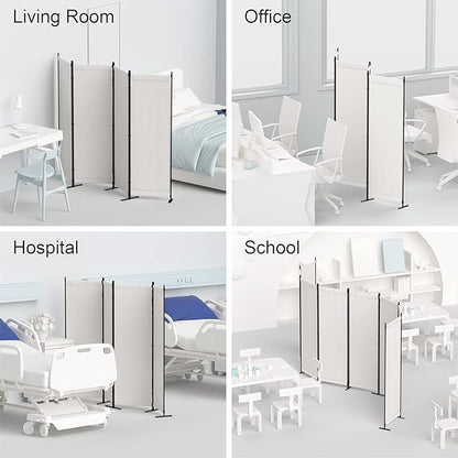 Morngardo Room Divider, Folding Privacy Screens, 4 Panel Room Partitions, 88" Foldable Wall Dividers, Portable Separating for Home Office Bedroom Dorm Decor (White)