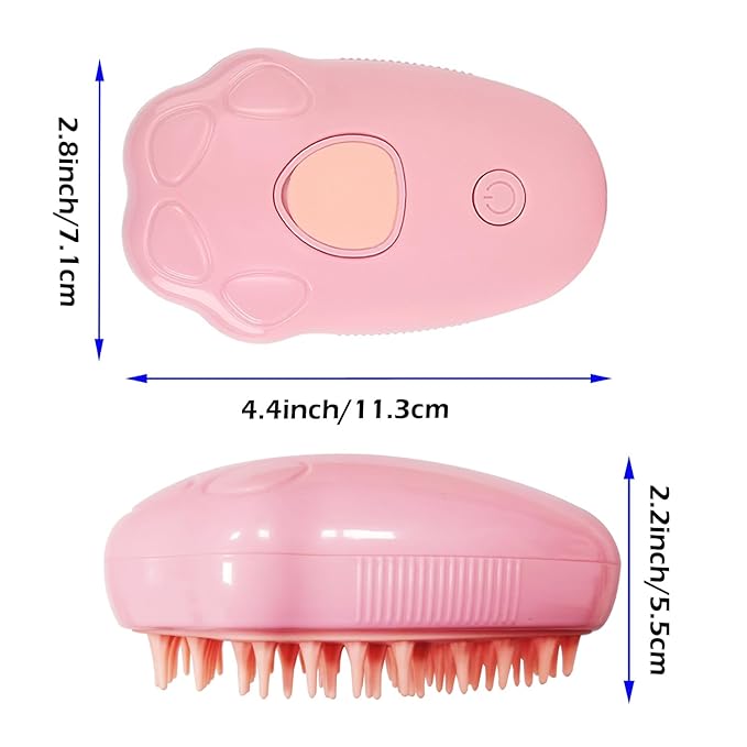 Steam Brush for Cats, Spray Comb Mist Brush, Rechargeable Steam Pet Brush for Dogs and Cats, Self-Cleaning 3-in-1 Cat Hair Brush with Steam for Long and Short Hair for Cats and Dogs (pink)-Mewly Pet