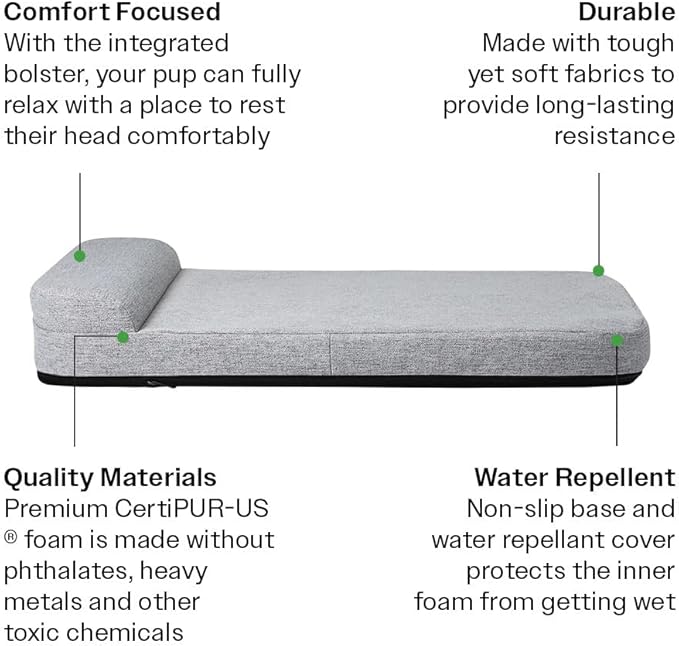 Diggs Bolstr Orthopedic Dog Bed with Headrest - Dog Crate Bed for Evolv Crate & Other Standard Pet Kennels - Durable & Comfortable - (Small)-Mewly Pet