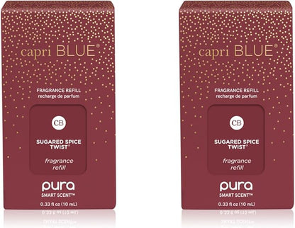Capri Blue Pura Diffuser Refills – Luxury Home Fragrance – Long Lasting Oil Diffuser Scents with Notes of Brown Sugar, Cinnamon & Raspberry Cream (Sugared Spice Twist, Pack of 2 Pura Refills)