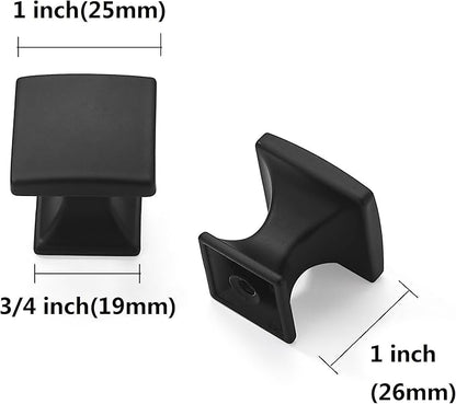 khtumeware 10 Pack 1 inch Matte Black Cabinet Knobs Drawer Knobs Dresser Knobs Zinc Knobs Kitchen Drawer Pulls Square Knobs Dresser Drawer Handles Knobs for Dresser Drawers