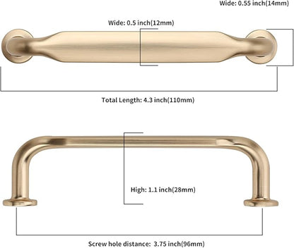 Asidrama 10 Pack 3.75 Inch(96mm) Brushed Brass Kitchen Cabinet Handles, Cabinet Pulls Kitchen Cabinet Hardware for Cupboard Drawer Pulls