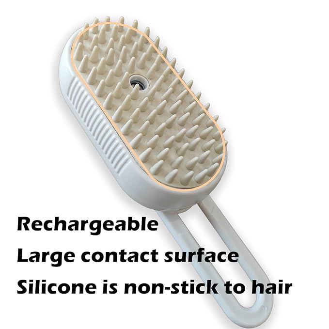 Cat Steam Brush for Shedding, Steam Brushes for Indoor Cats, 4 In 1 Rechargeable Cat Grooming Brush,Anti-Static, Massage, Cleaning, Shedding & Combing-Mewly Pet